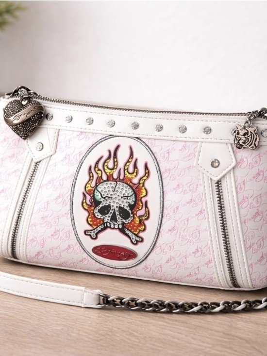 Ed Hardy Handbags - ED HARDY Women’s Shoulder Handbag with Skull Flame Graphic, Monogram